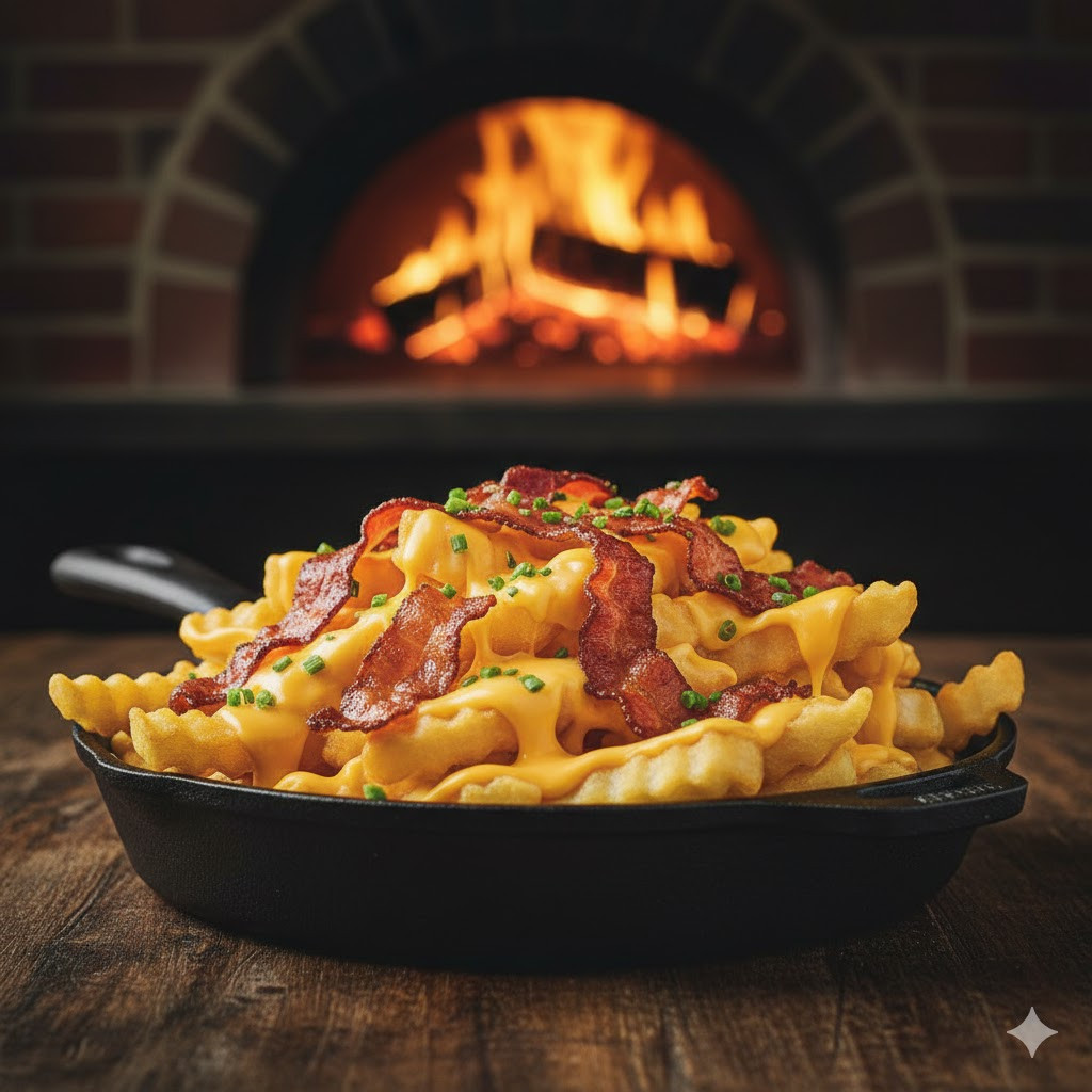 BATATA FRITA CHEDDAR E BACON