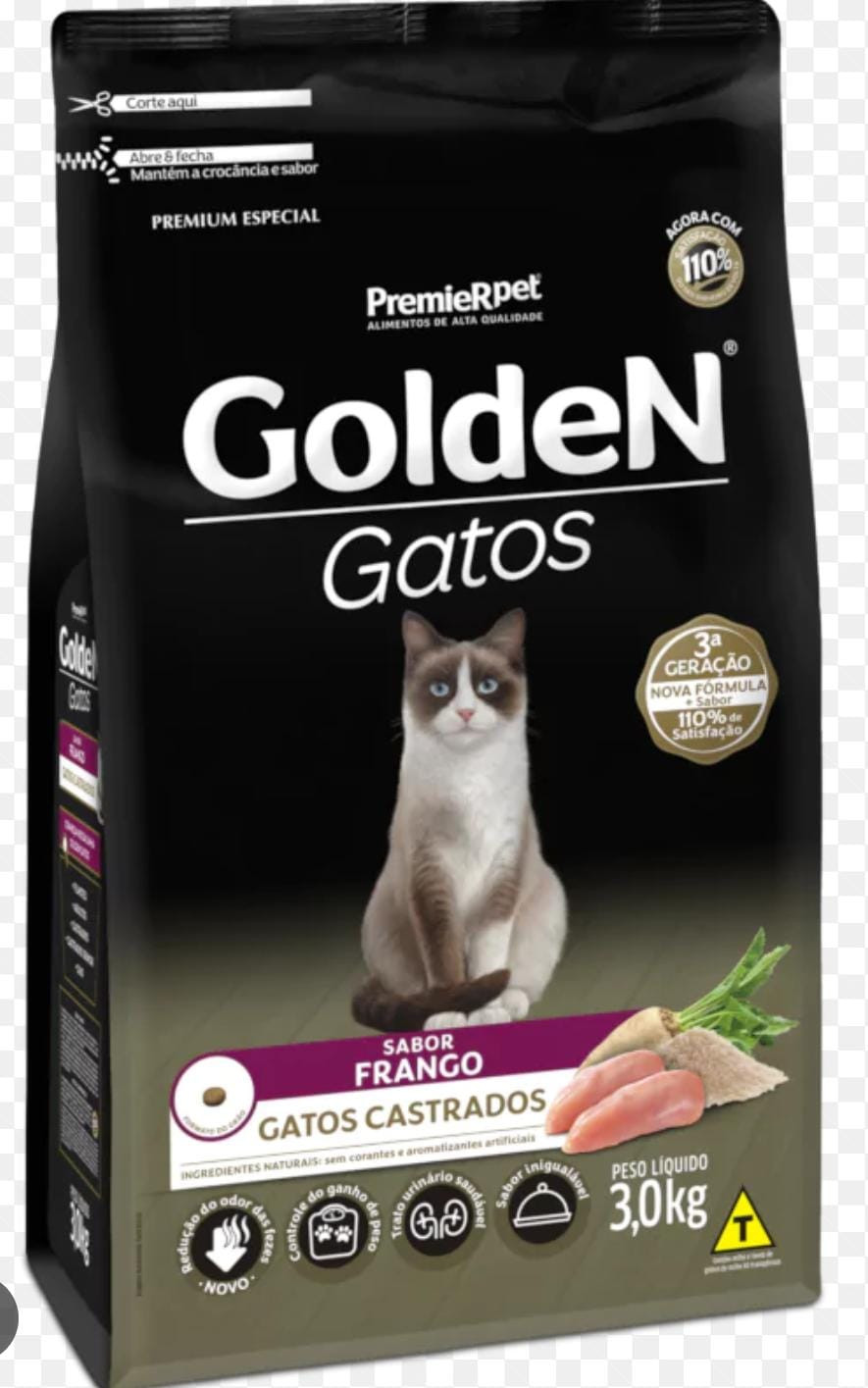 Golden Gatos Castrados 10Kg Sabor Frango 