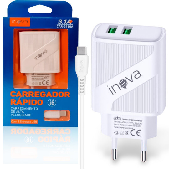 CARREGADOR TIPO C INOVA  3.1A