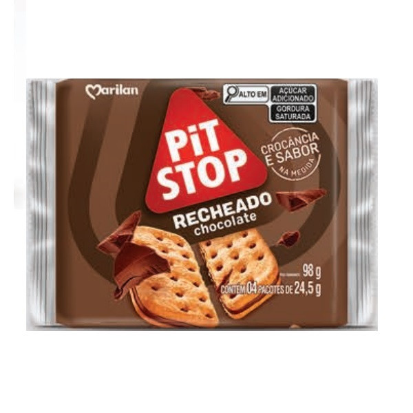 BISC PIT STOP RECHEADO CHOCOLATE 98G