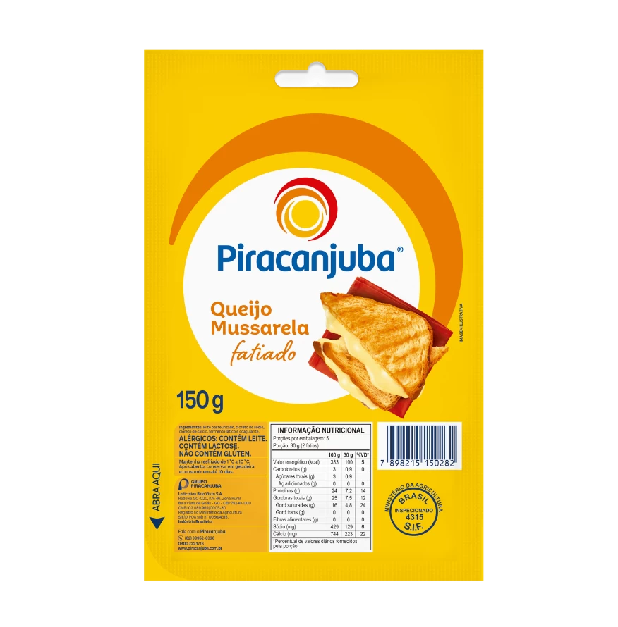 Queijo mussarela piracanjuba 150 g (Encartelado)