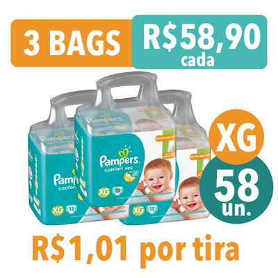 FRALDA PAMPERS CONFORTSEC BAG XG