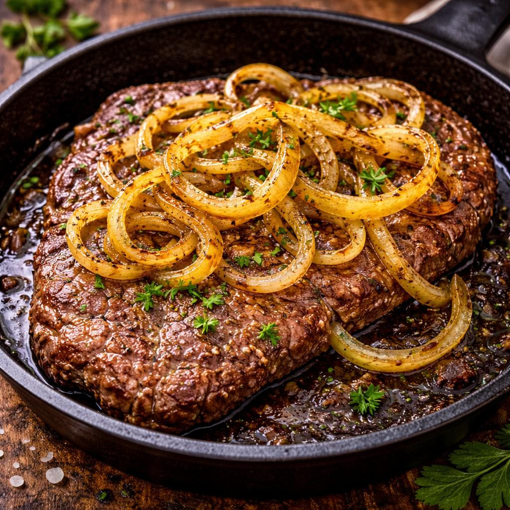Bife de patinho acebolado