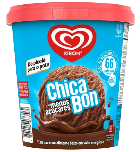 Sorvete Chicabon Menos Açúcares Kibon 800ml