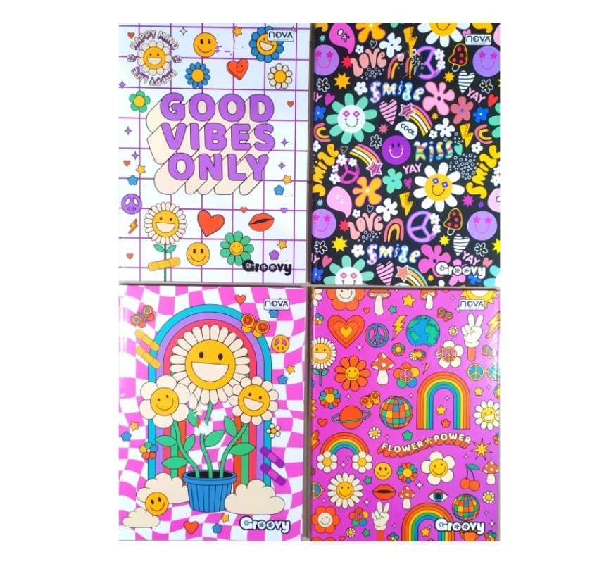 CADERNO C/ PAUTA COSTURADO 96FLS NOVA GROOVY