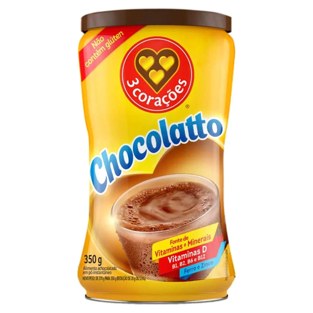 ACHOCOLATADO EM PO CHOCOLATTO 3CORAÇOES LT350G