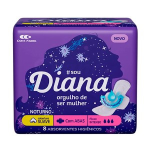 ABSORVENTE DIANA NOTURNO COM ABAS C/8