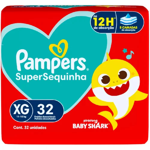 FRALDA PAMPERS "XG" SUPERSEQUINHA MEGA C/32UN**