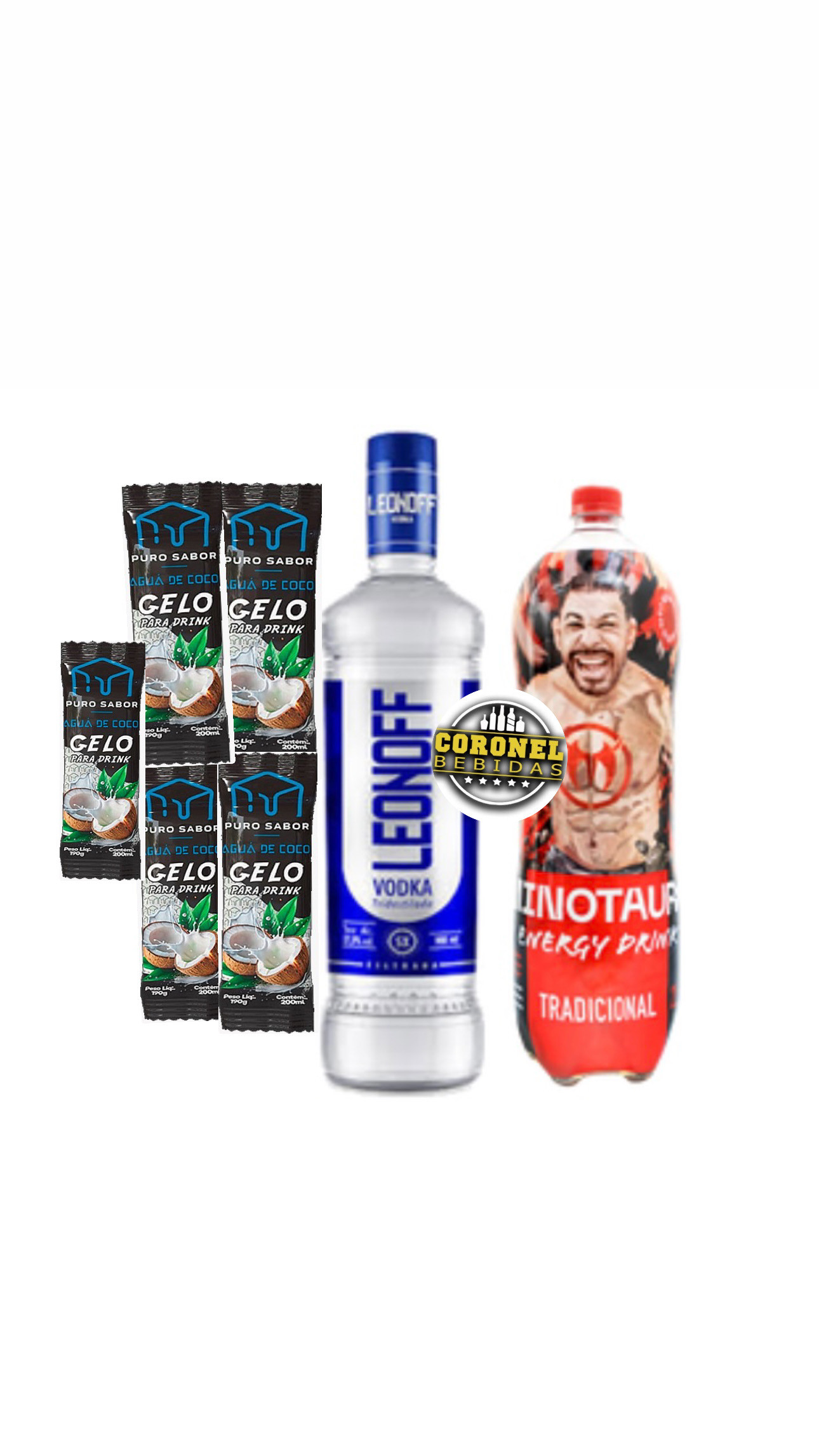 Vodka Leonoff 1L+ 1 Minotauro 2L + 5 Gelo de Coco