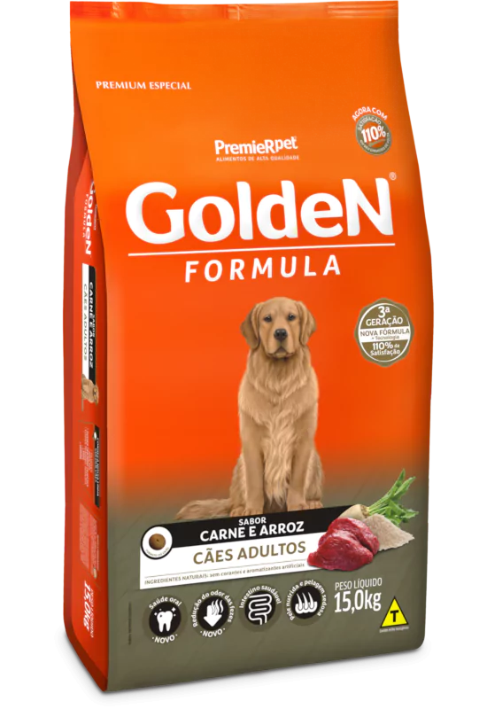 Golden Formula Adulto Carne e Arroz 3kg 