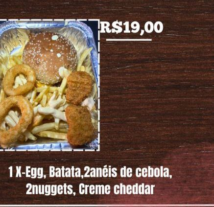 COMBO SOLTEIRO - 1 X EGG, BATATA, 2 ANEIS, 2 NUGUETS E CHEDDAR