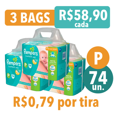 FRALDA PAMPERS CONFORTSEC BAG P