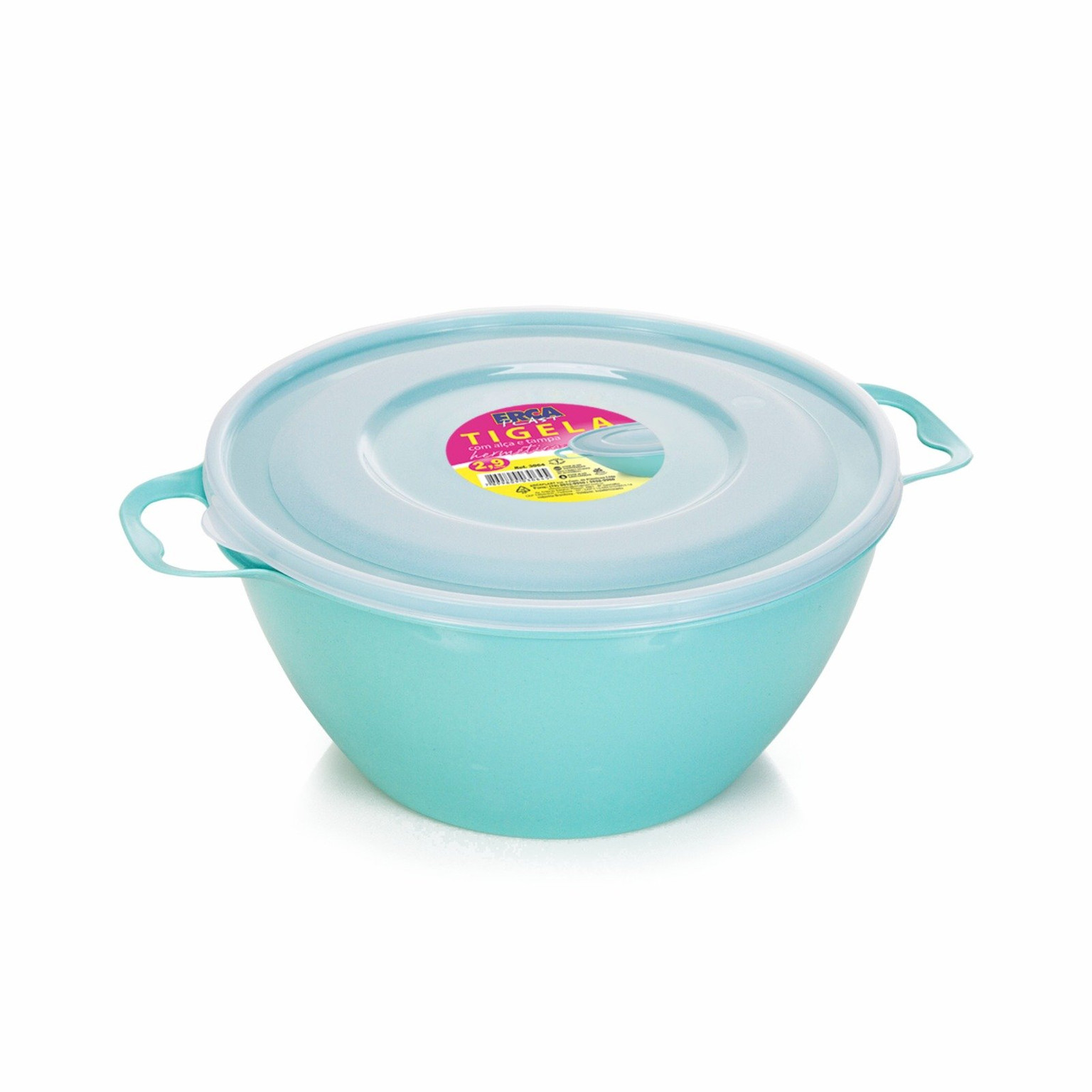 TIGELA PLASTICA C/ ALÇA E TAMPA 2.9LTS POTE