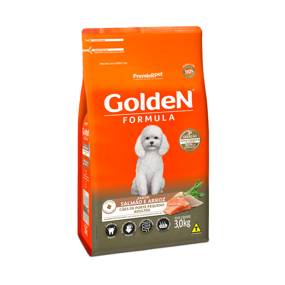 Golden Formula Adulto Porte Pequeno Salmão & Arroz 3kg 