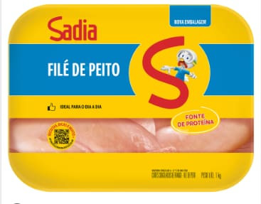 Filé de Peito de Frango Congelado Sadia 1kg Bandeja