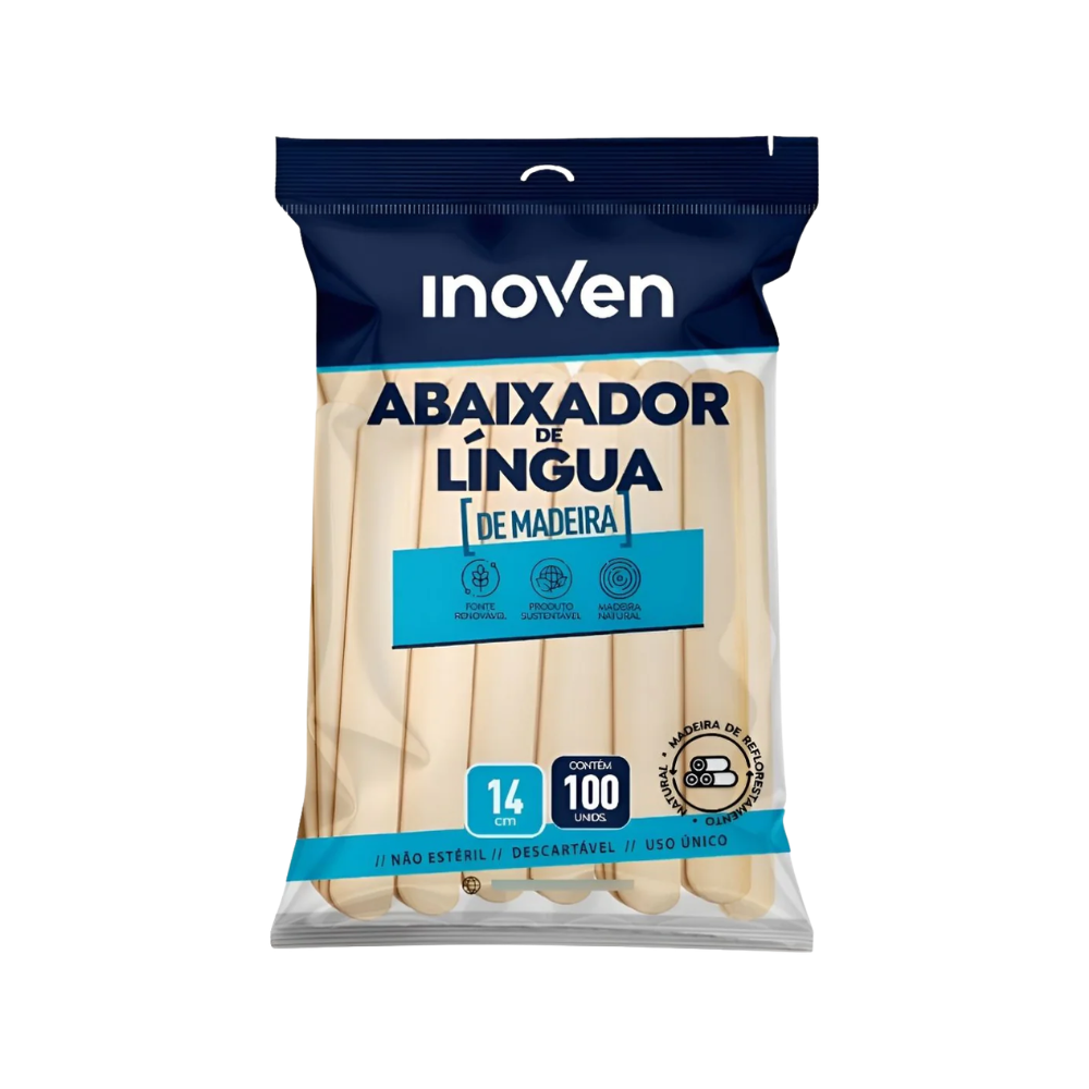 Abaixador de Lingua 14cm Inoven C100 Madeira