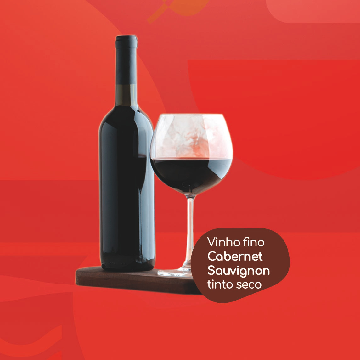 Vinho fino Cabernet Sauvignon tinto seco - copo 200ml.