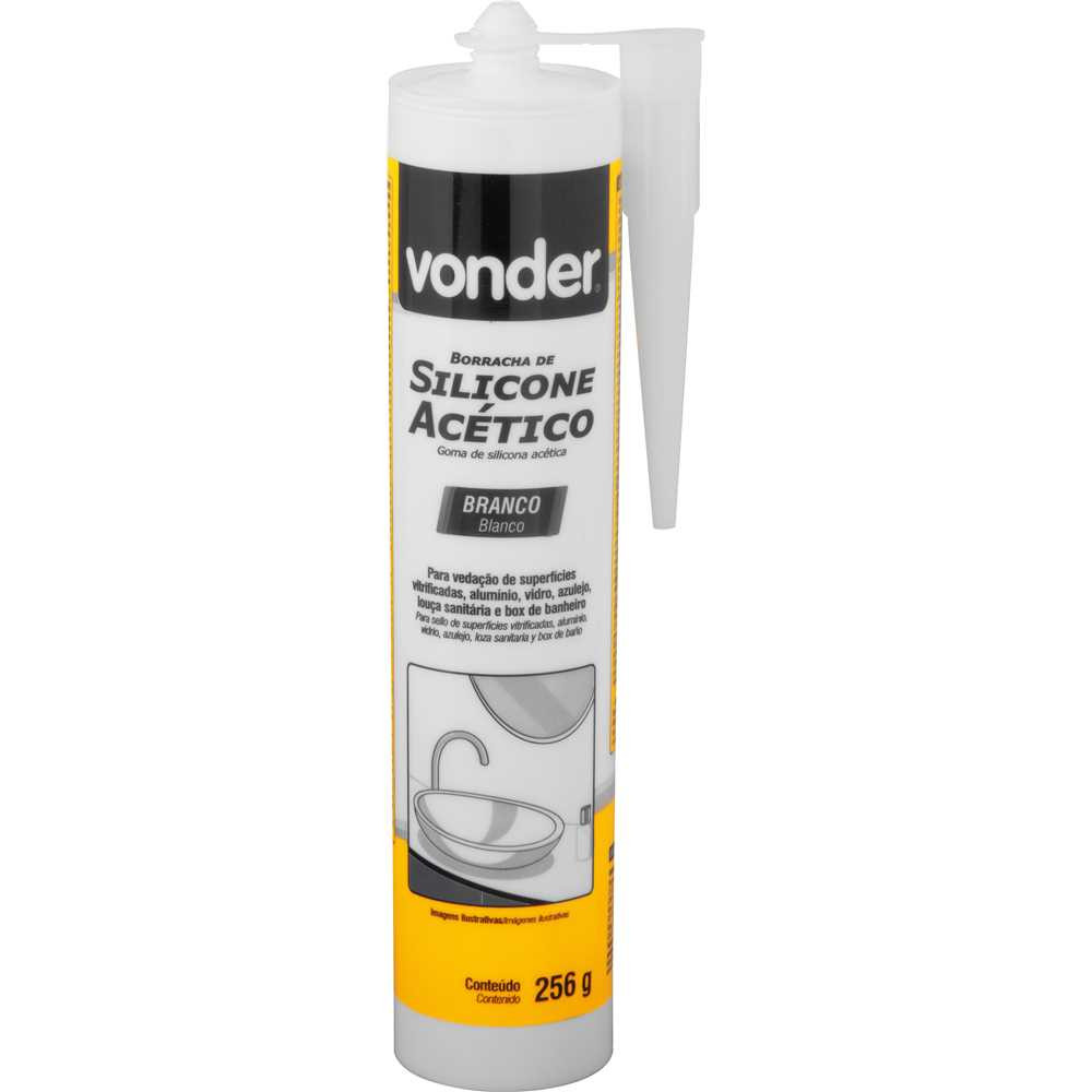 Silicone Acético Branco 256g - Vonder