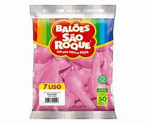 BALÃO BEXIGA SÃO ROQUE N7 ROSA 50UN FESTA