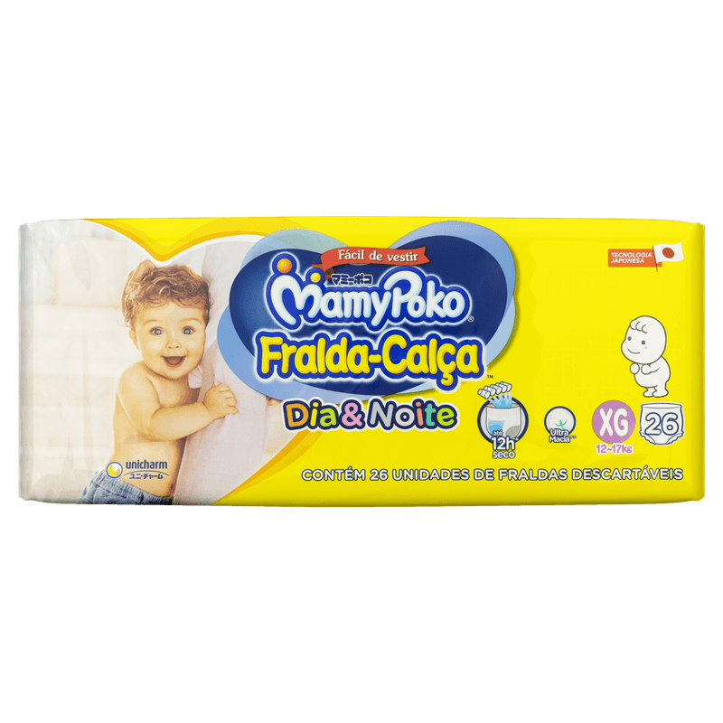 Fralda Descartável Infantil Calça MamyPoko Dia&Noite XG Pacote 26 Unidades