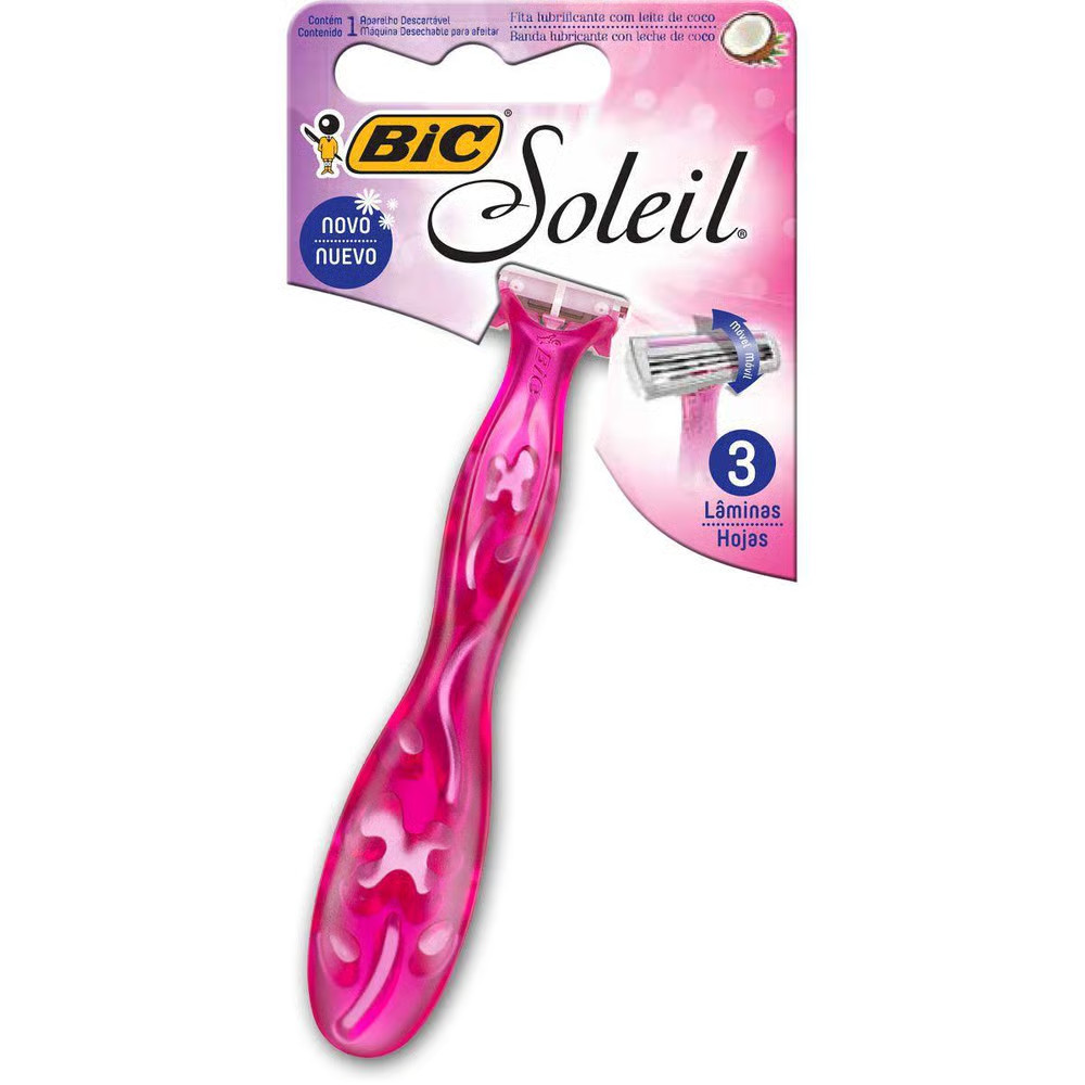 APARELHO DE PRESTOBARBA BARBEAR  BIC SOLEIL 3 LAMINAS ROSA FEMININO