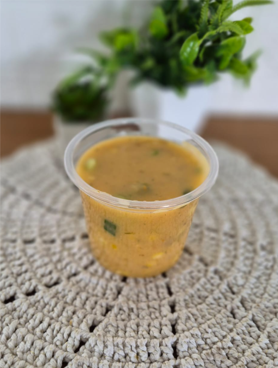 CALDO MANDIOCA C/ PROTEÍNA DE SOJA (VEGANO) 380 ML Congelado.