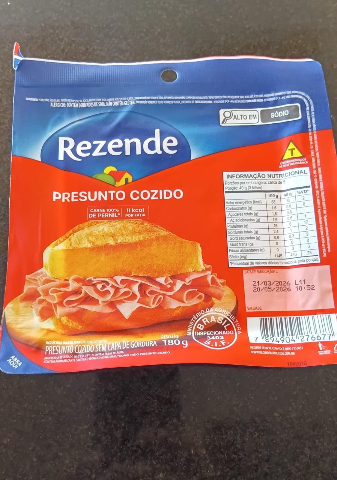 6677 PRESUNTO COZIDO REZENDE 180 G