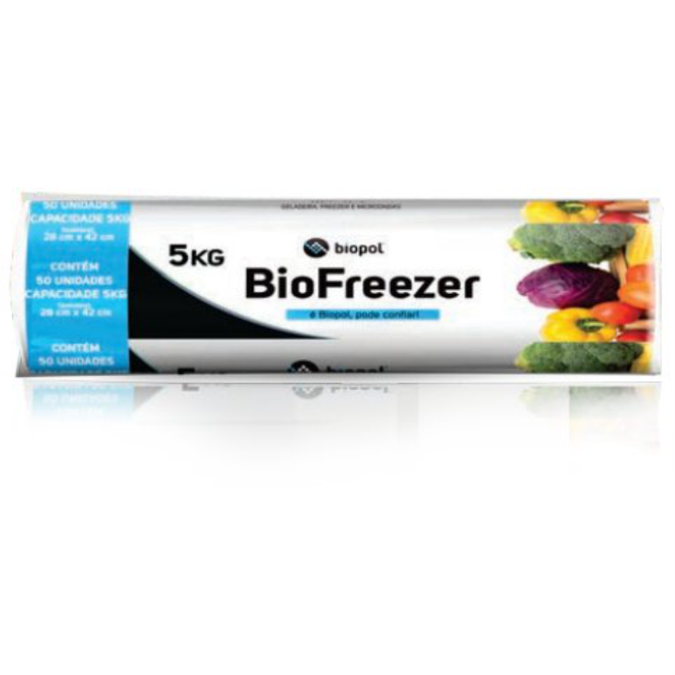 SACO PLASTICO BIOPOL P/5KG ROLO C/50UN
