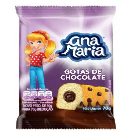Bolo Ana Maria gotas de chocolate (Plusvita) 70g