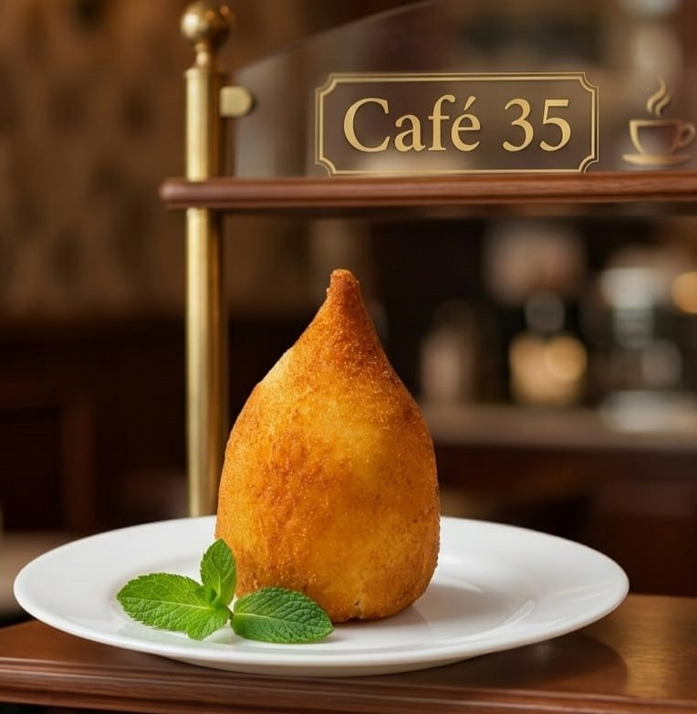 COXINHA DE FRANGO COM REQUEIJÃO