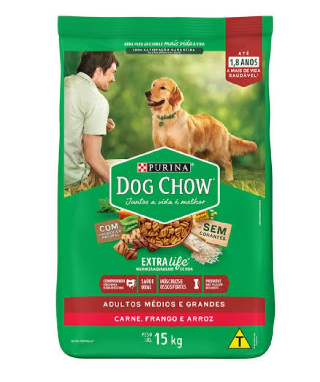 Dog Chow Médias e Grandes Sabor Carne, Frango e Arroz 10Kg