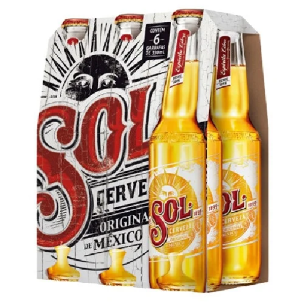 CX CERVEJA SOL LONG NECK 330ML C/6UN
