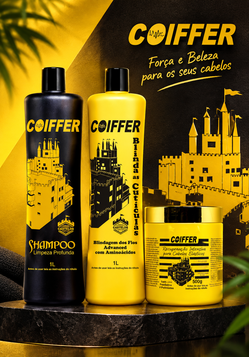 KIT PROF. BLINDAGEM DOS FIOS COIFFER C/ 3 PROD.