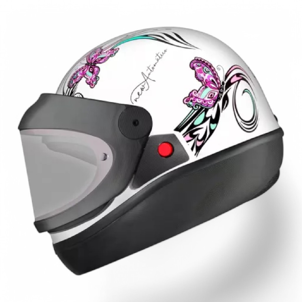 CAPACETE AUTOMATICO BORBOLETA 60 BRANCO/ROSA - EBF