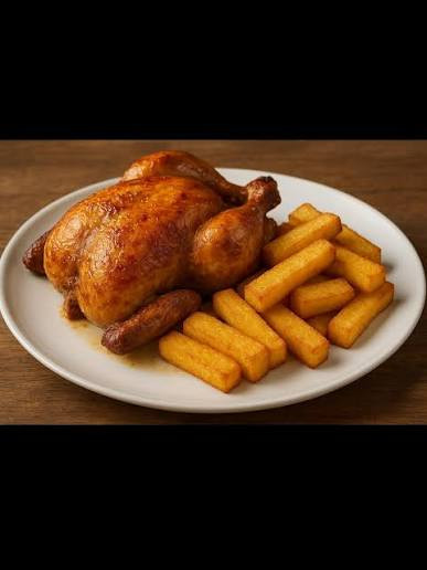 FRANGO ASSADO + POLENTA FRITA