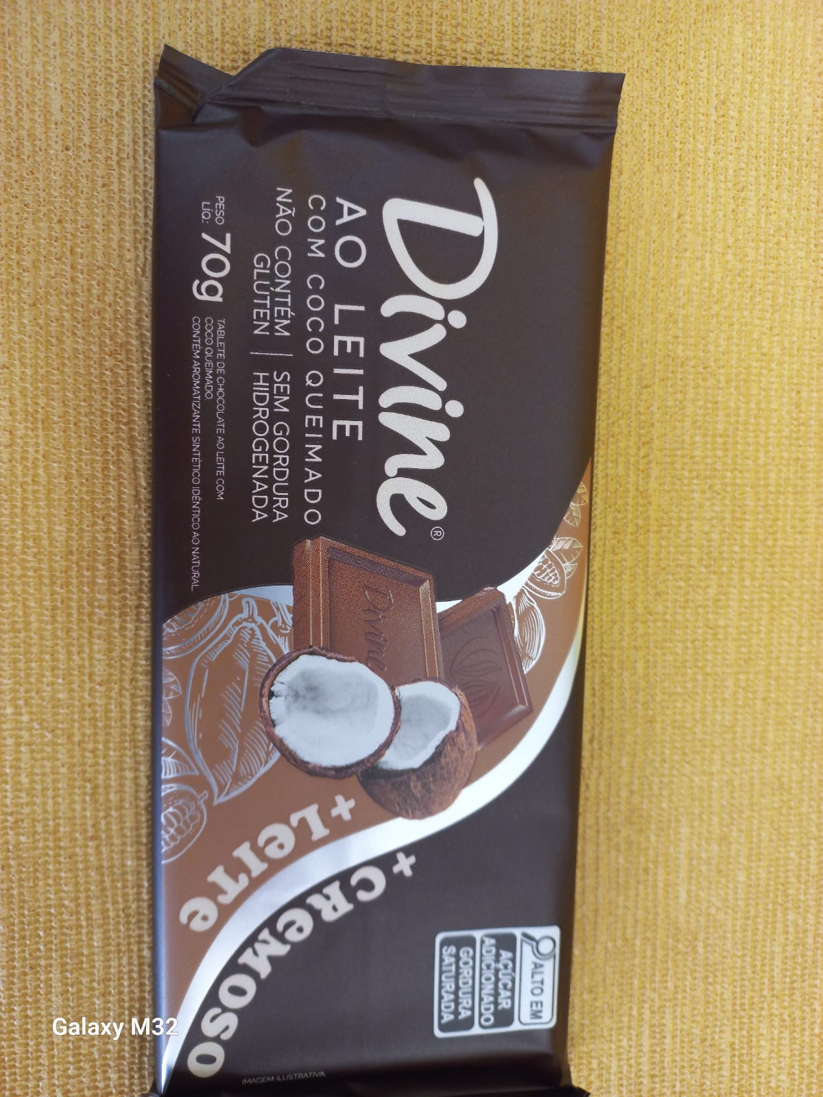 Chocolate Divine Ao Leite Com Coco  70G