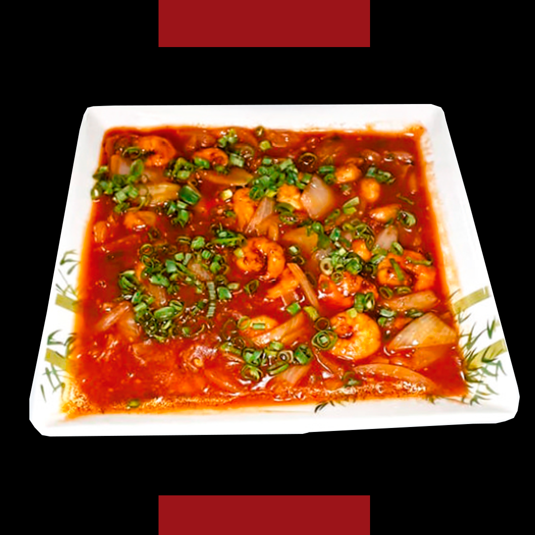 Camarão ao Molho Picante c/ arroz colorido 