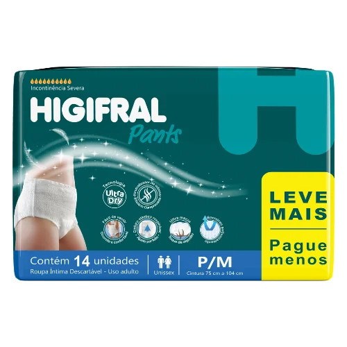 Fralda Geriátrica Roupa Íntima Higifral Pants - 14 Unidades