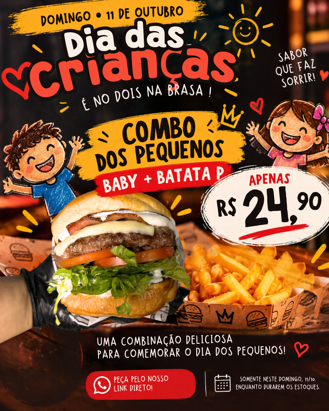 Combo baby burguer + batata p 