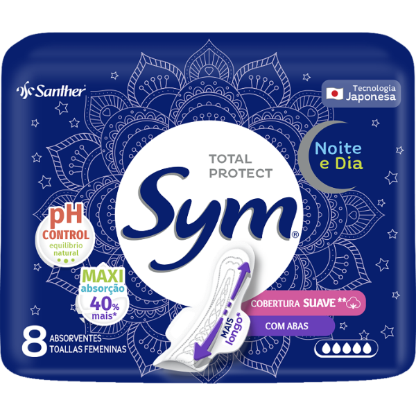 ABSORVENTE SYM NOTURNO SUAVE C/ ABAS 08UN