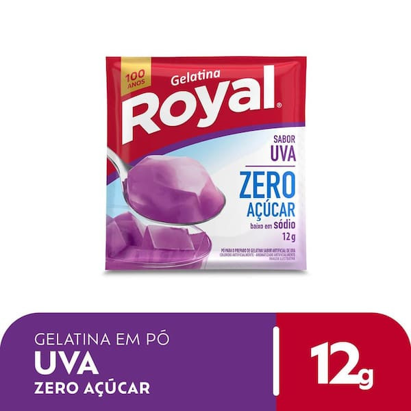 Gelatina em Pó Sabor Uva Zero Açúcar Royal 12g