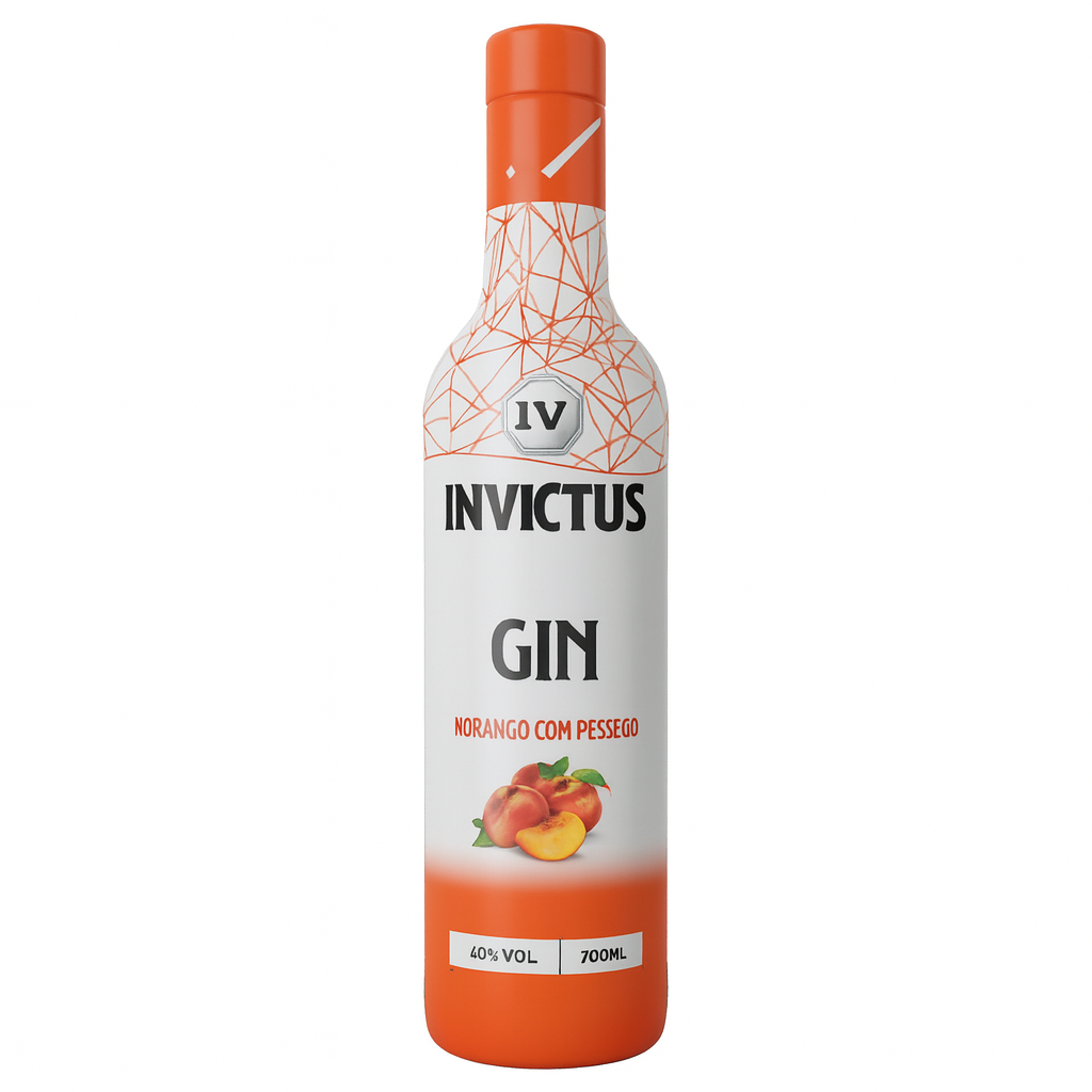 GIN INVICTUS MORANGO COM PESSEGO 900 ML