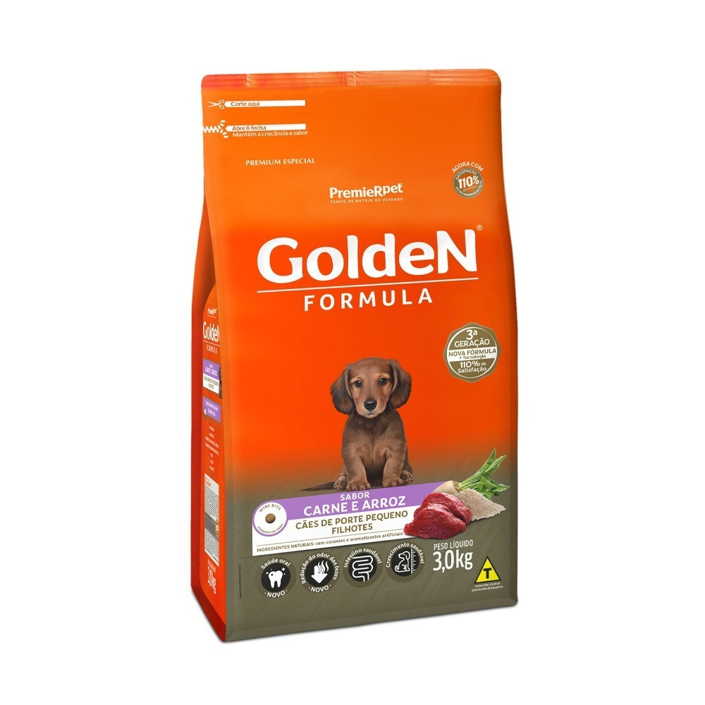 Golden Formula Filhote Pequenas e Mini Sabor Carne e Arroz