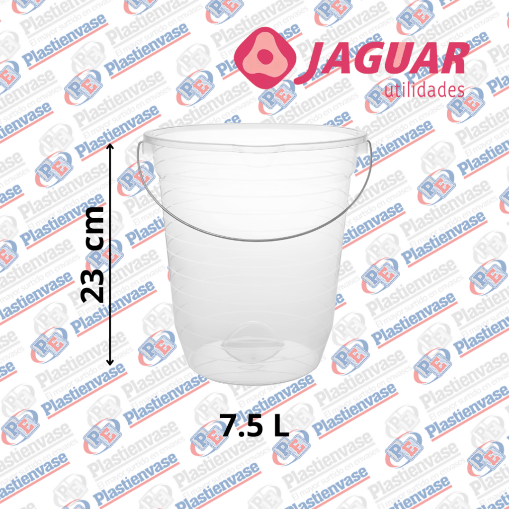 BALDE PLASTICO JAGUAR TRANSP. 7.5L ALÇA DE METAL