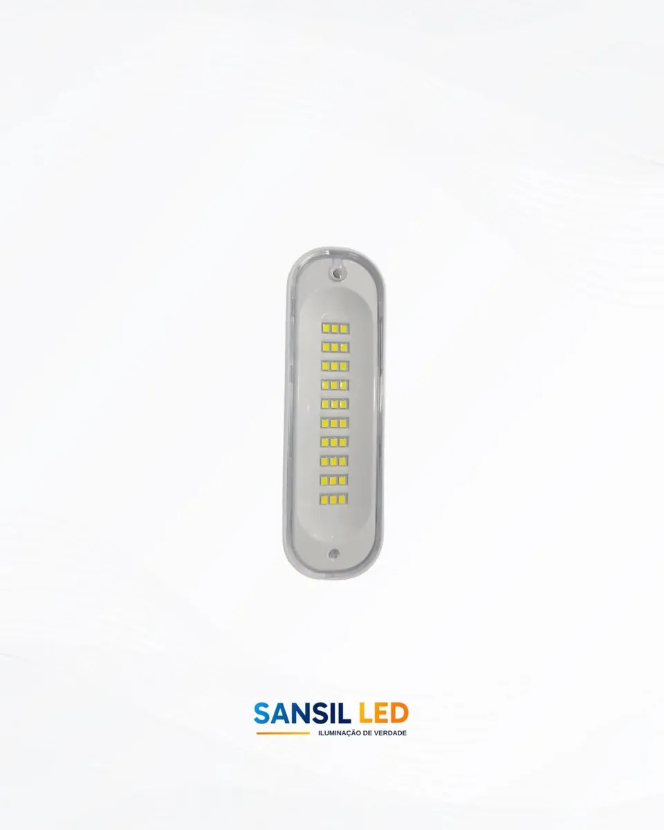 Luminária De Emergência 30 Leds Sansil Slim Bivolt 6000k