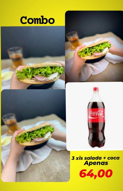  combo 3 xis salada + coca 2l