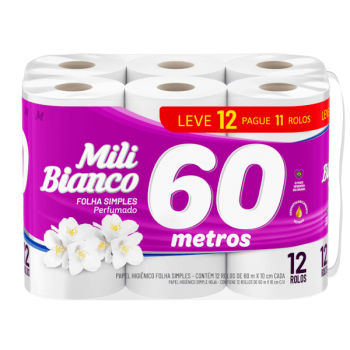 PAPEL HIG MILI BIANCO "PERFUMADO" 60M C/12UN