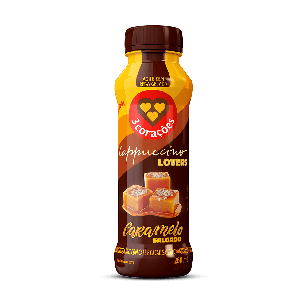 CAPPUCCINO PRONTO 3CORAÇOES CARAMELO 260ML