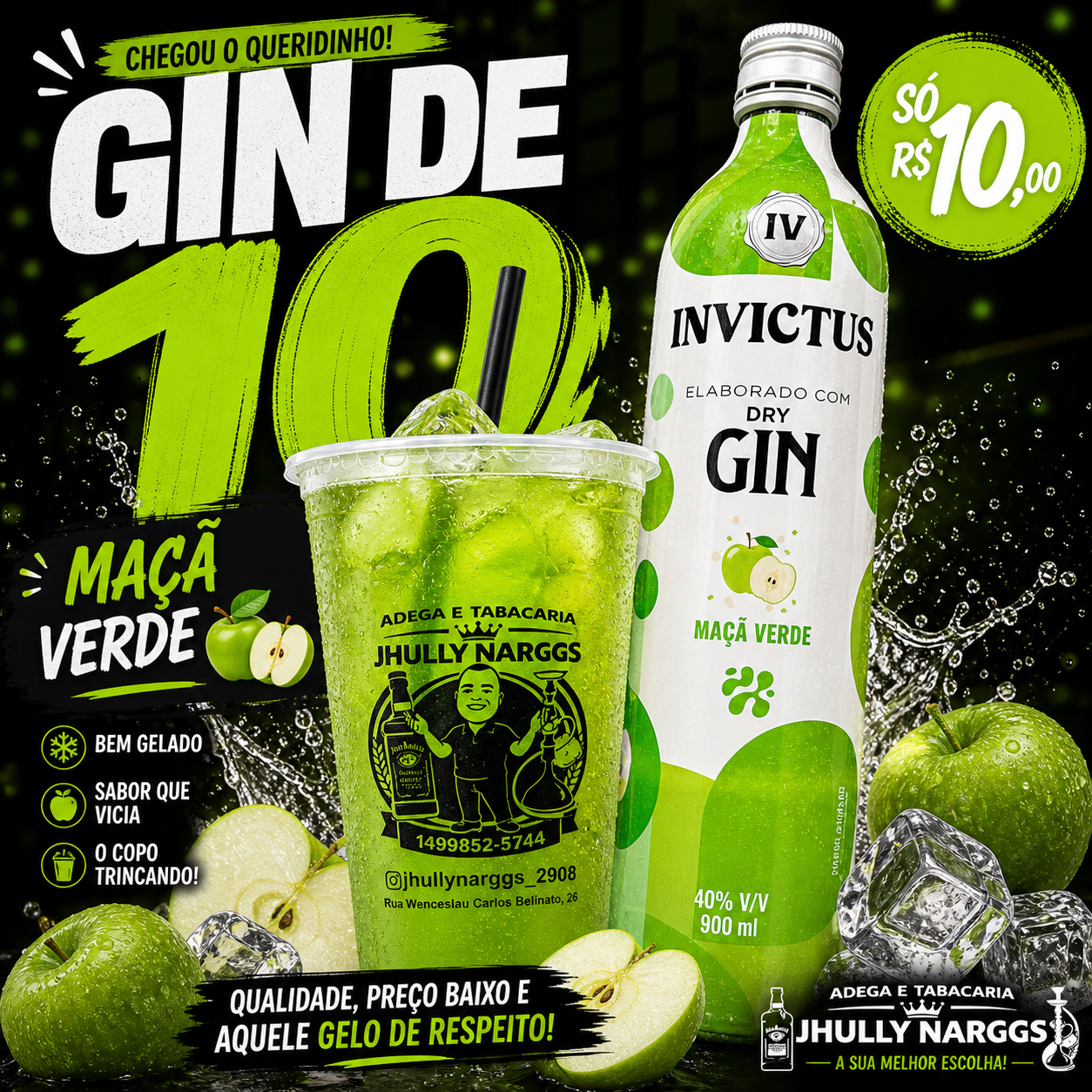 GIN DE 10,00 MAÇÃ VERDE 700ML