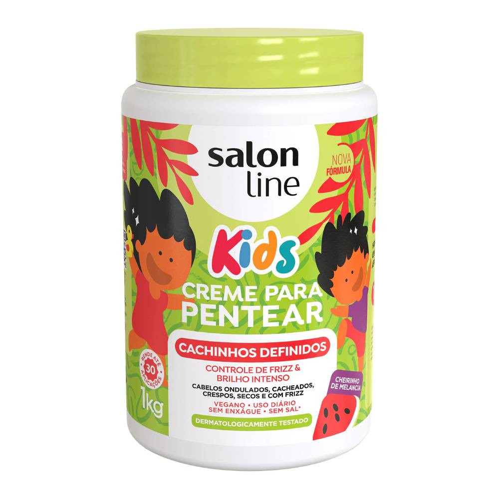  CREME PARA PENTEAR SALON LINE KIDS 1KG CACHINHOS DEFINIDOS MELANCIA	